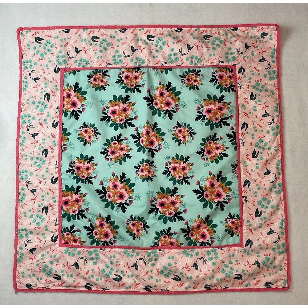 Matilda Jane Joanna Gaines Blanket Tablecloth Green Pink Floral Reversible